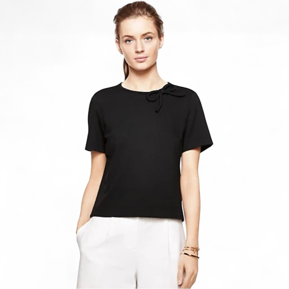 Kate Spade Ponte Bow Neck Top Black Size 4 NWT‎ NJMU5294 $158 Retail